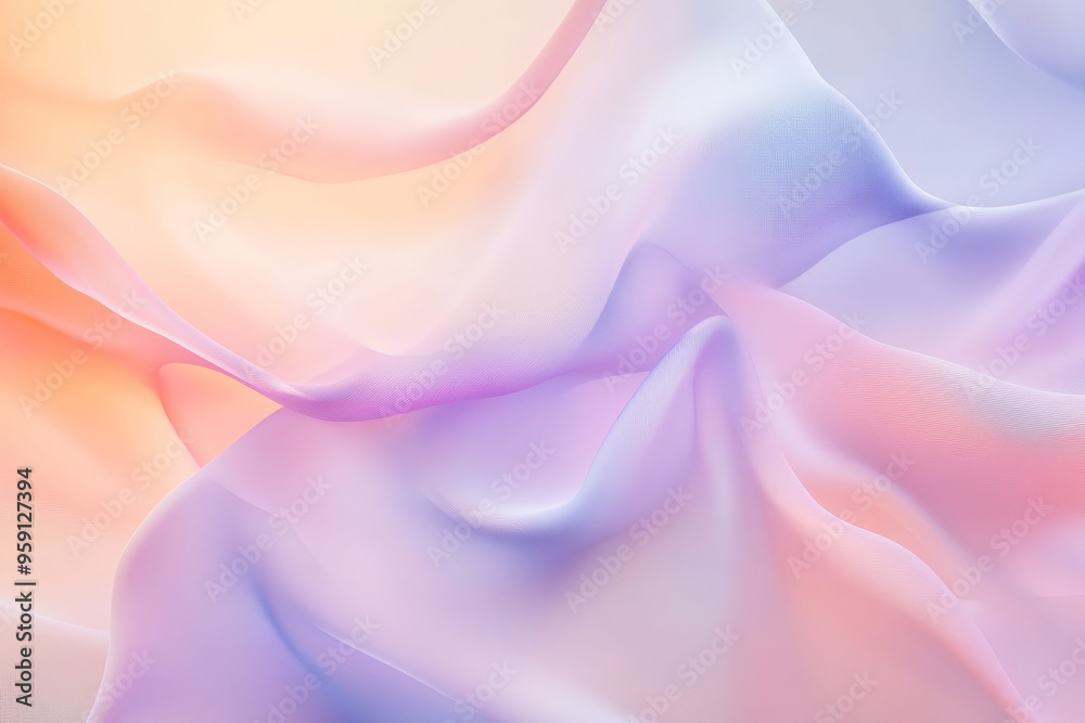 Obraz premium Clean and modern web design backdrop with a soft, pastel gradient from peach to lavender. The design features abstract, flowing shapes that add a touch of elegance, making it perfect for creative