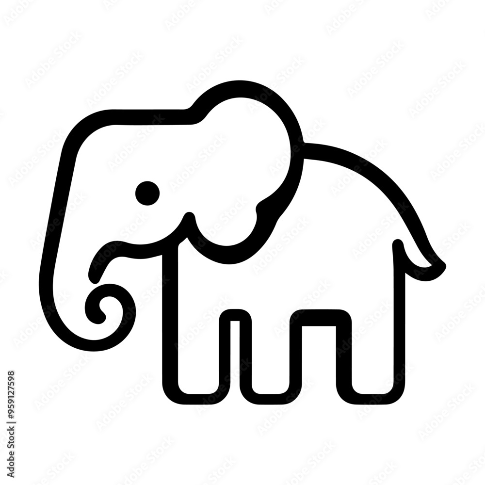 elephant head icon or modern line symbol. Vector line art and icon design with bold outline. Black and white Pixel Perfect minimalistic symbol isolated white background. Silhouette simple thin sign elephant head icon or modern line symbol. Vector line art and icon design with bold outline. Black and white Pixel Perfect minimalistic symbol isolated white background. Silhouette simple thin sign