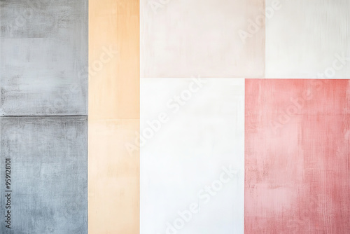 A minimalist abstract art backdrop with large, solid blocks of color in soft, neutral tones. The simple, geometric design is clean and modern, with a focus on balance and harmony, ideal for