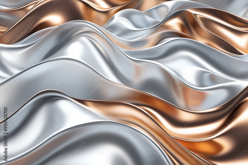 A sleek 3D design featuring metallic twisted ribbons in gradients of silver, platinum, and bronze. The ribbons have a smooth, reflective texture with a high-end appearance. A sleek 3D design featuring metallic twisted ribbons in gradients of silver, platinum, and bronze. The ribbons have a smooth, reflective texture with a high-end appearance.