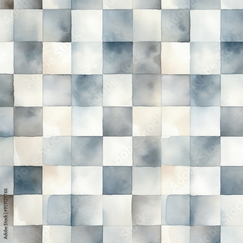 Vintage gray checkered watercolor background