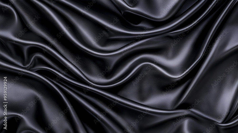 A close-up shot of black fabric featuring a wave-like texture on both the upper and lower sides A close-up shot of black fabric featuring a wave-like texture on both the upper and lower sides