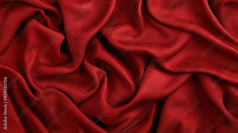 A close-up photo of a red cloth with a lengthy line of creases on the bottom edge of the fabric A close-up photo of a red cloth with a lengthy line of creases on the bottom edge of the fabric