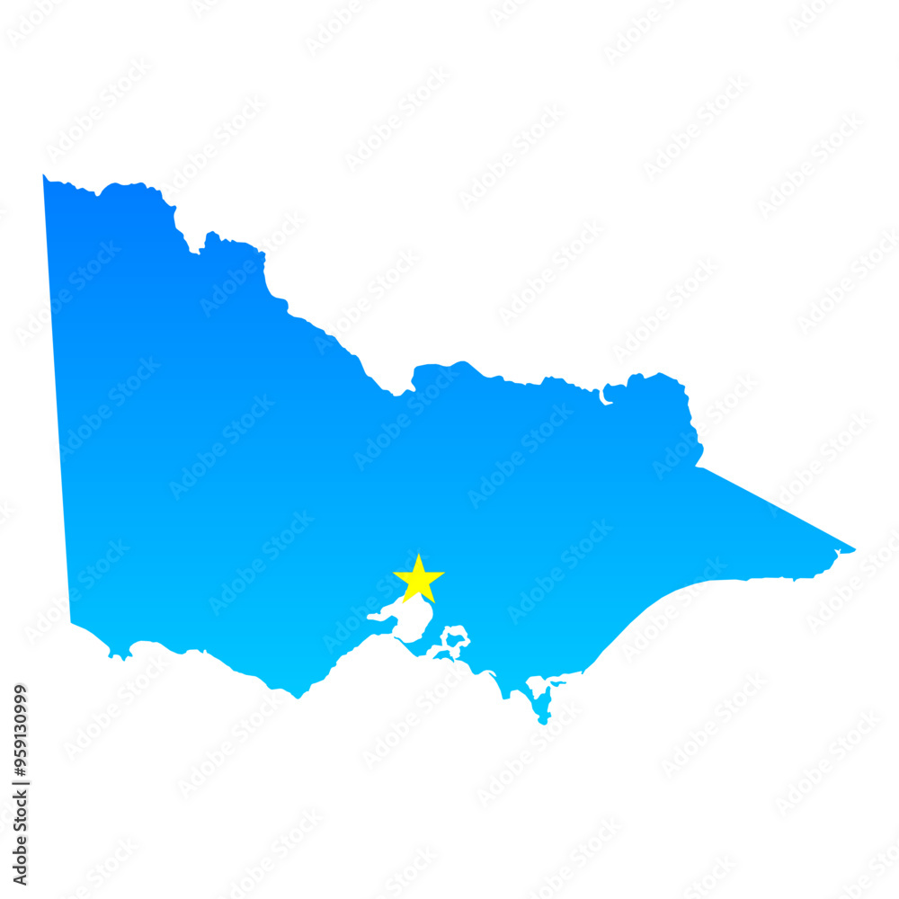 Fototapeta premium Map of Victoria with its capital Melbourne in Australia with a professional blue style