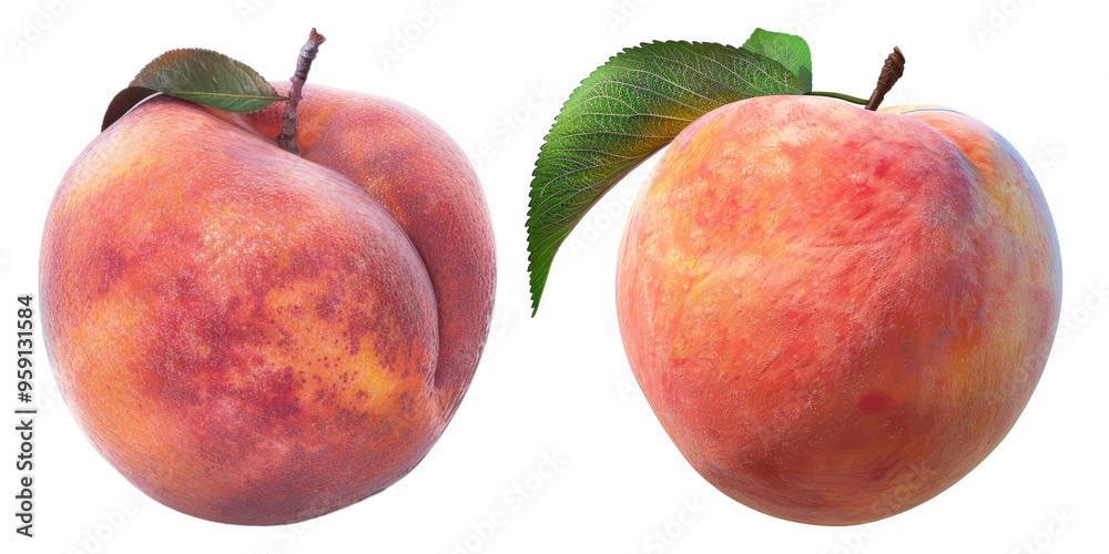 Peach isolated on transparent background, set of Peach isolated on transparent background, set of