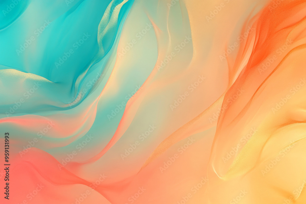 Obraz premium A bright abstract background with smooth gradients in shades of turquoise, coral, and gold. The colors blend seamlessly, creating a soothing yet vibrant effect.