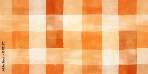 Vintage orange checkered watercolor background