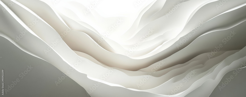 Obraz premium A sophisticated 3D light white background with smooth, layered textures and soft, diffused lighting. The design creates a refined, contemporary look with an elegant finish.