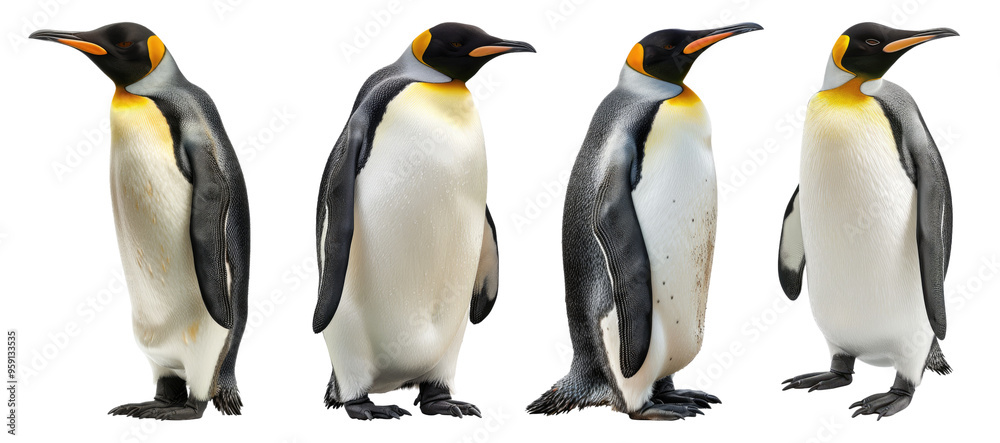 Fototapeta premium Penguin isolated on transparent background, set of