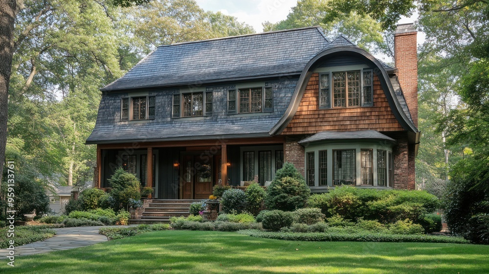 A Charming House with a Slate Roof in a Lush Green Setting A Charming House with a Slate Roof in a Lush Green Setting