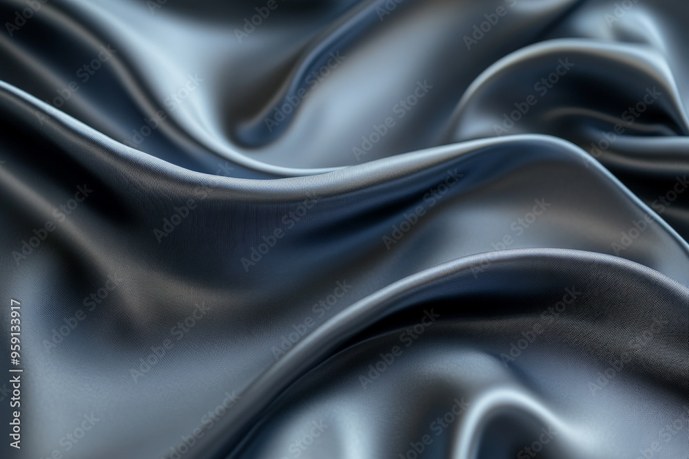 An abstract background showcasing 3D wave-like silk fabric in gradient hues of charcoal to silver. The fabric has a sleek, contemporary look with smooth, flowing lines. An abstract background showcasing 3D wave-like silk fabric in gradient hues of charcoal to silver. The fabric has a sleek, contemporary look with smooth, flowing lines.