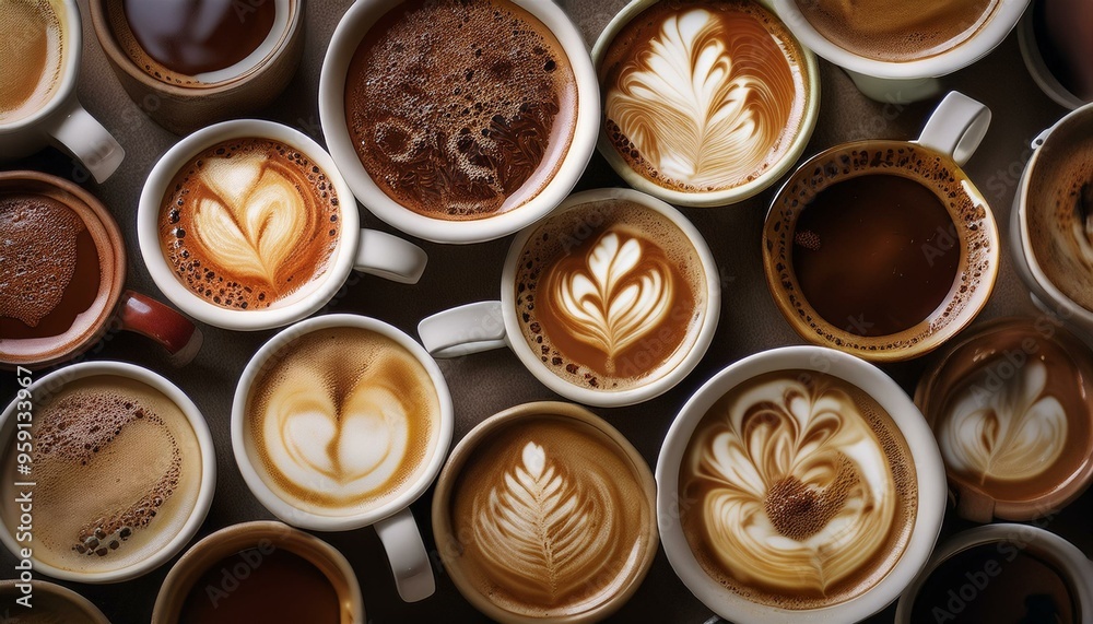 so many cups of coffees with dark background so many cups of coffees with dark background