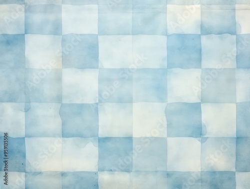 Vintage sky blue checkered watercolor background