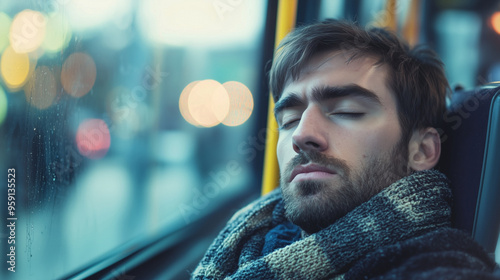 businessman fell asleep in the car exhausted Generative AI