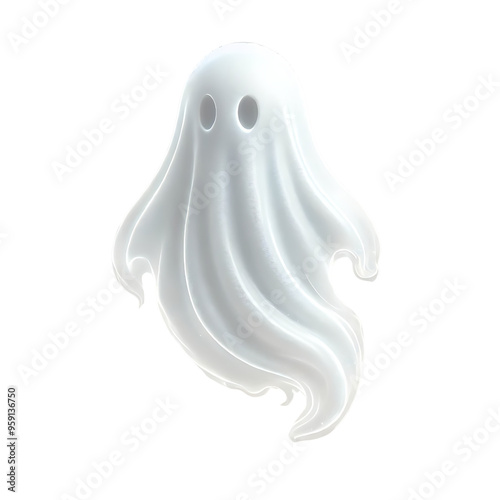 halloween translucent illustration of a ghost, no background, generative ai