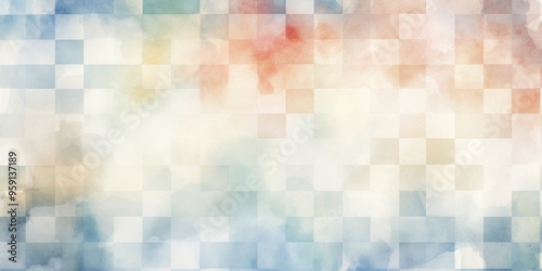 Vintage white checkered watercolor background