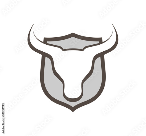 Creative bull head shield logo vector icon design illustration