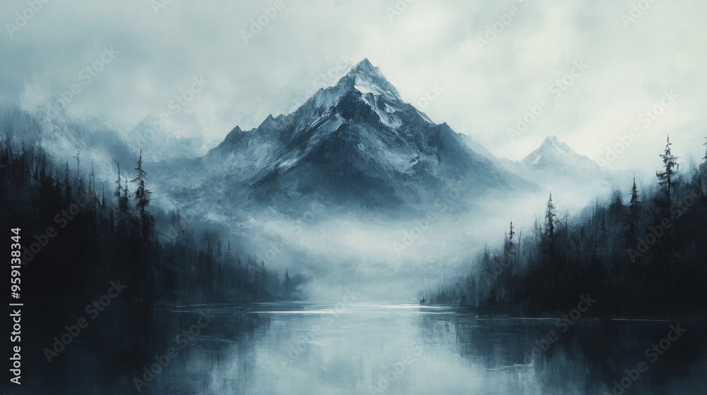 Obraz premium Majestic Misty Mountain Landscape