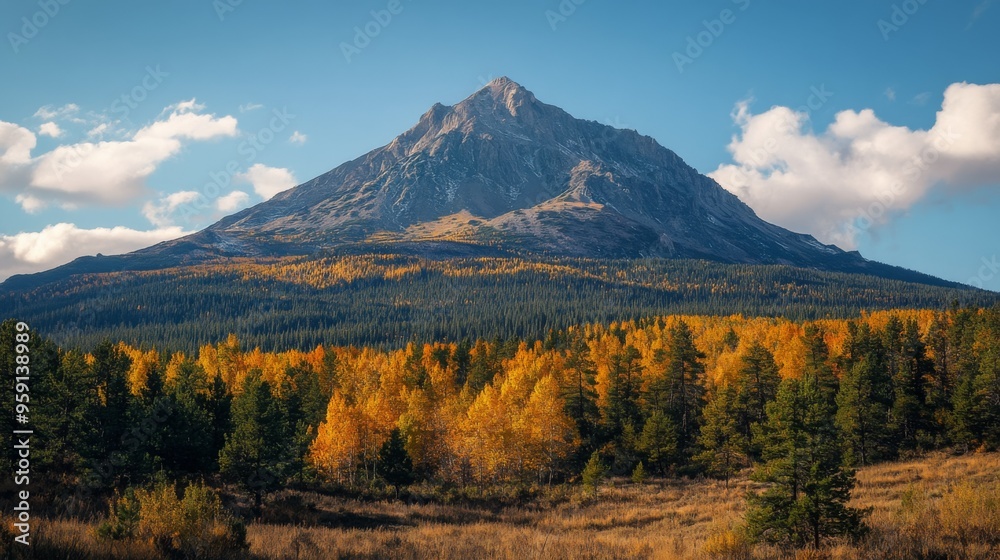 Majestic Mountain with Autumn Foliage Majestic Mountain with Autumn Foliage