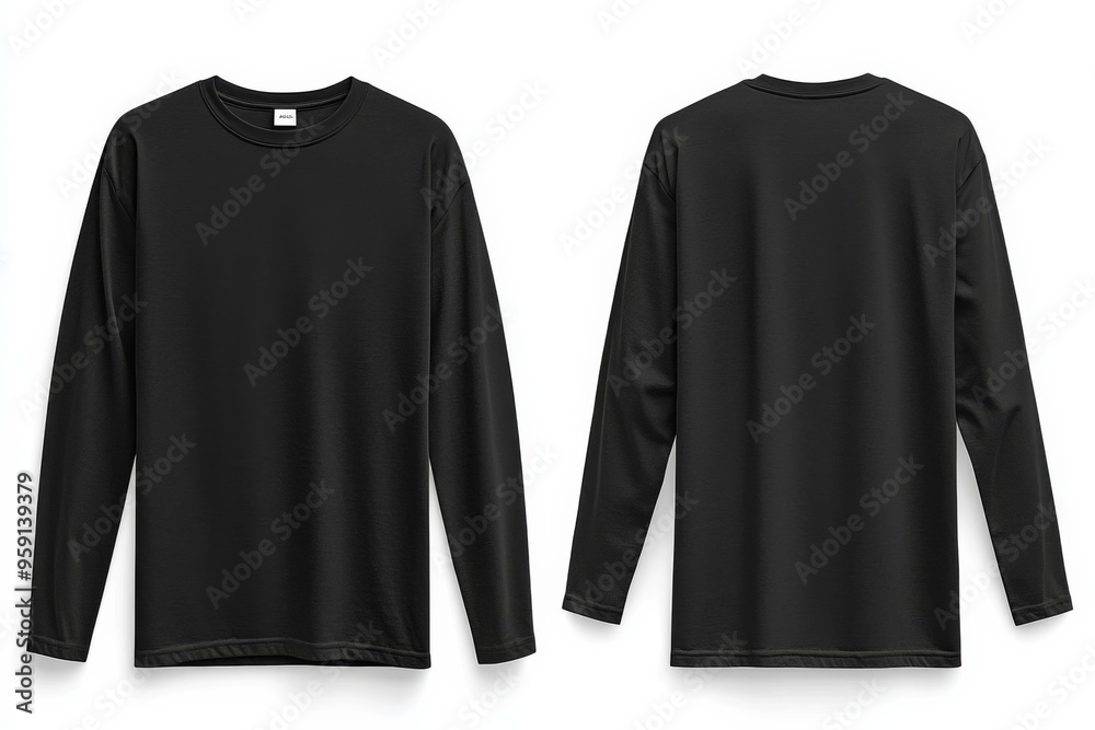 Black long sleeve tshirt mockup isolated created with Generative AI Black long sleeve tshirt mockup isolated created with Generative AI