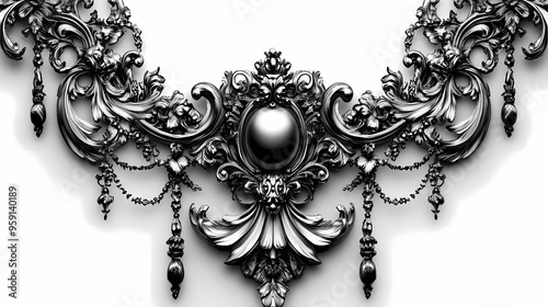 Forged metal design, with beautiful details on the baroque designs, and also the designed piece results into an amazin piece of gothic jewelry. Gothic. Illustration photo