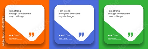 3D bubble testimonial banner, quote, infographic. Social media post template designs for quotes. Empty speech bubbles, quote bubbles and text box. Vector Illustration EPS10.