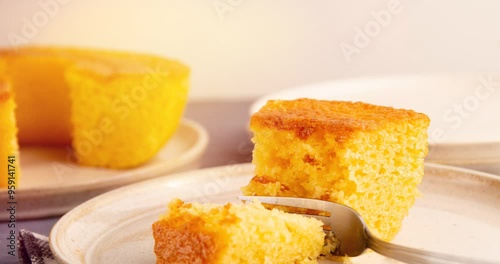 Fuba Corn Cake for a delicious and nutritious breakfast , a typical Brazilian food 
 photo