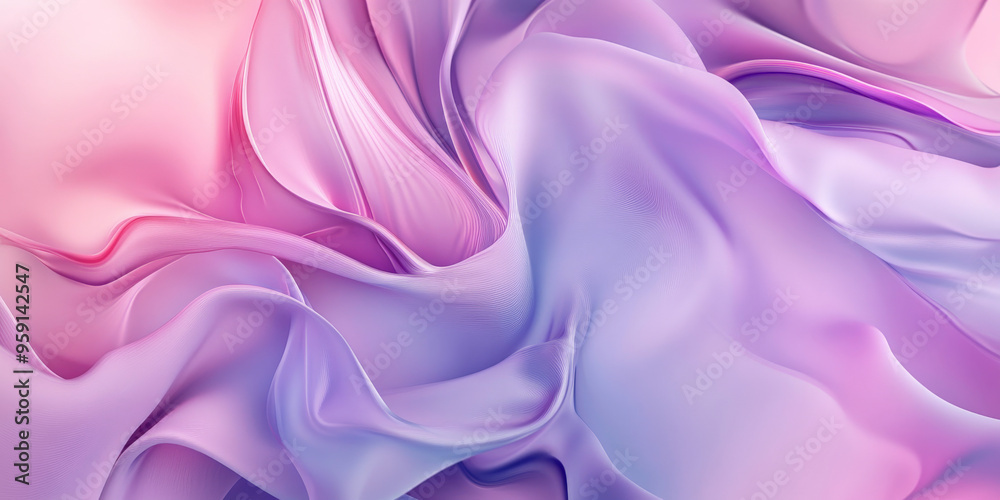 Obraz premium A graceful abstract background with flowing shapes in pastel hues of pink and lavender. The design features smooth, fluid lines and a serene, elegant atmosphere.