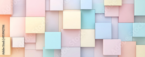 A stylish background with a random arrangement of light color blocks in various pastel shades. The design creates a playful, yet refined effect with smooth transitions.