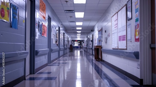 A school hallway with motivational posters on the walls.