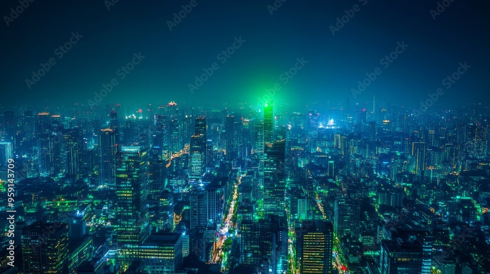 Obraz premium Neon Illuminated Cityscape at Night