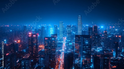Wallpaper Mural Futuristic Cityscape at Night Torontodigital.ca