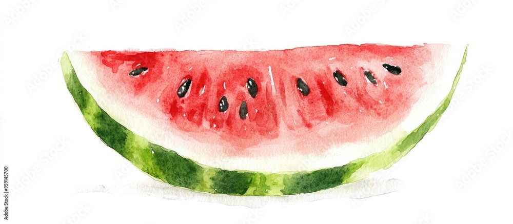 Refreshing Watermelon Slice in Watercolor: A Vibrant Summer Treat Refreshing Watermelon Slice in Watercolor: A Vibrant Summer Treat