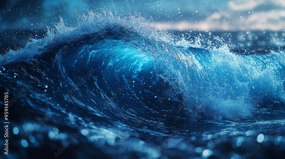 Obraz premium Majestic Ocean Wave in Blue