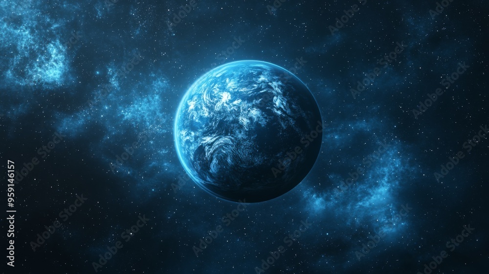 Naklejka premium Blue Earth in Deep Space