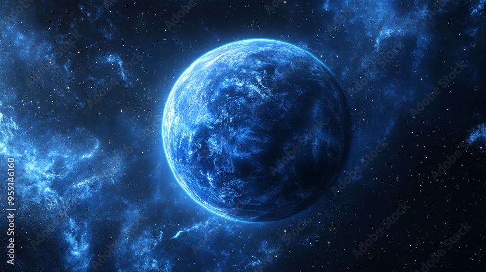 Mystical Blue Planet in Deep Space Mystical Blue Planet in Deep Space
