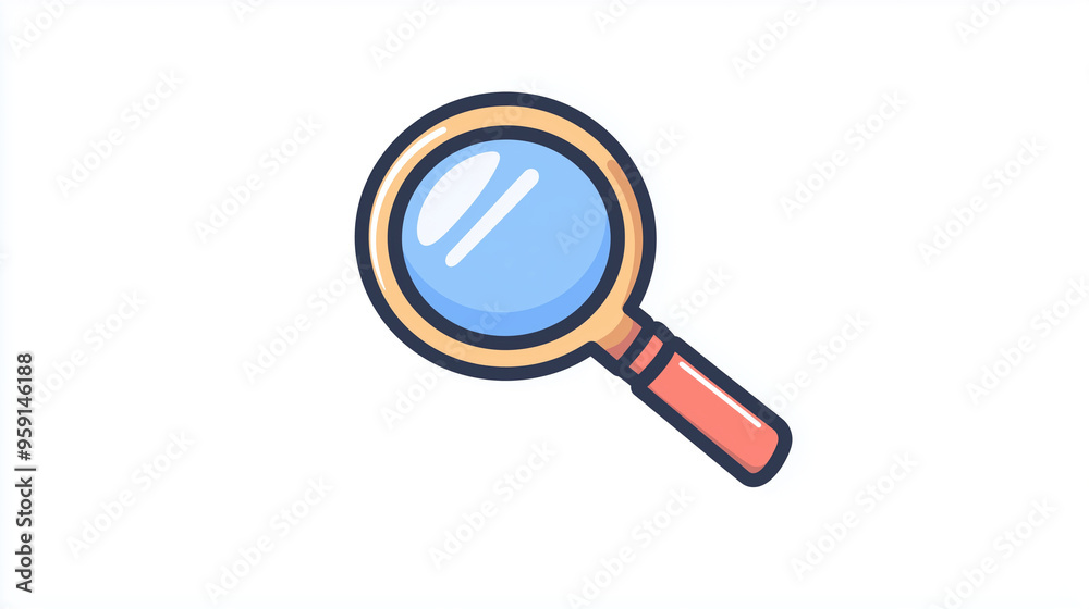 A line icon of a magnifying glass symbolizing search functionality, website, line icons, on white background A line icon of a magnifying glass symbolizing search functionality, website, line icons, on white background