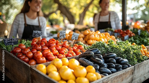 Local farmers market scene colorful produce handmade goods and a communityfocused atmosphere showcasing sustainable local shopping photo