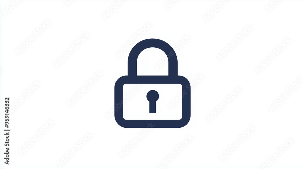 A line icon of a lock symbolizing security or login, website, line icons, on white background A line icon of a lock symbolizing security or login, website, line icons, on white background