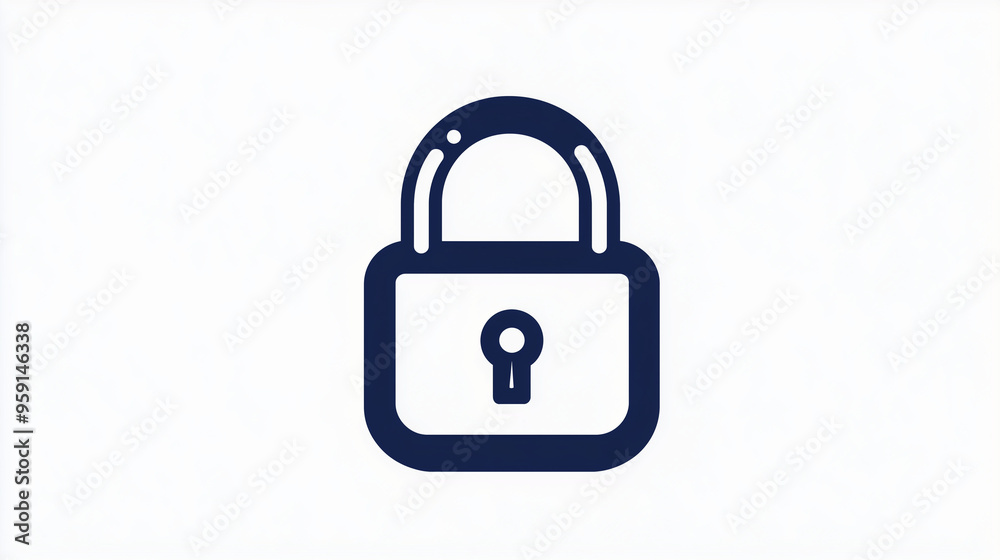 A line icon of a lock symbolizing security or login, website, line icons, on white background A line icon of a lock symbolizing security or login, website, line icons, on white background