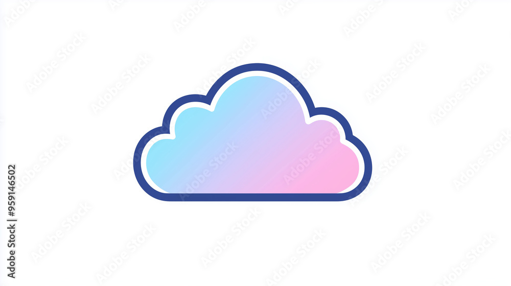 A line icon of a cloud representing online storage or cloud services, website, line icons, on white background A line icon of a cloud representing online storage or cloud services, website, line icons, on white background