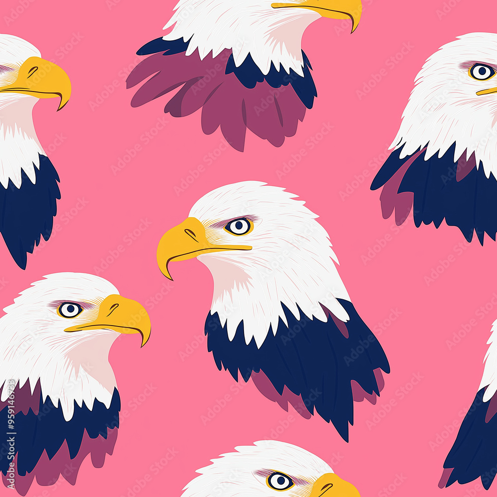 Seamless pink bald eagle repeating background pattern Seamless pink bald eagle repeating background pattern
