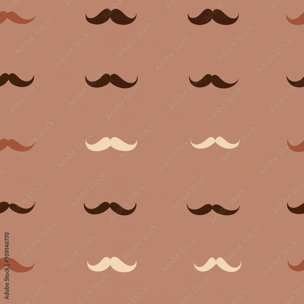 Seamless hipster mustache pattern, brown color tones, flat design Seamless hipster mustache pattern, brown color tones, flat design