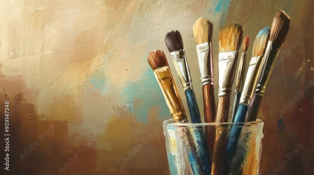 Fototapeta premium Explore the World of Art: Essential Paint Brushes for Creative Expression
