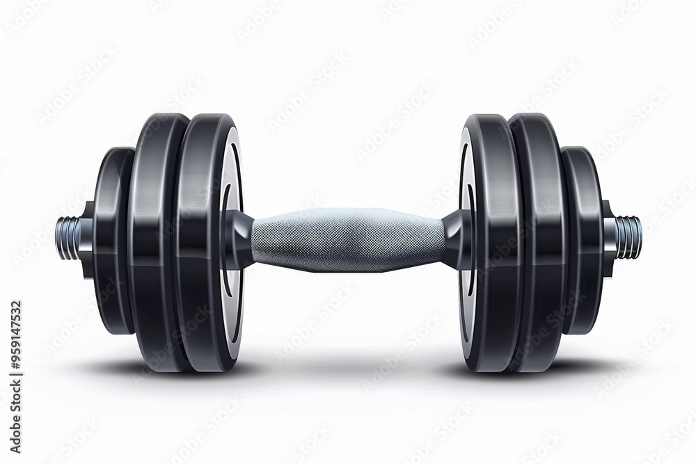 Fototapeta premium Dumbbell icon, gym equipment, weightlifting symbol, bodybuilding 3d realistic logo, dumbbell sport