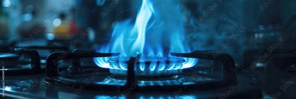 Blue flame rising from a gas stove Blue flame rising from a gas stove