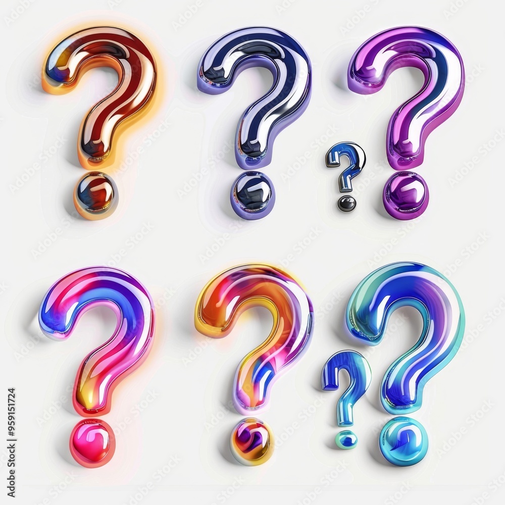 Question mark icon, quiz symbol, interrogation sign, simple rebus silhouette, questions emblem, faq set