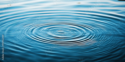 Clear, undisturbed water with subtle, circular ripples spreading from a central point. The water's surface is pristine, reflecting the sky and creating a harmonious, zen-like atmosphere. Perfect for