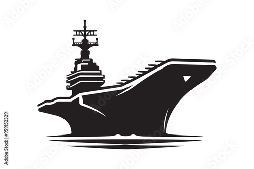 Military Aircraft Carrier Silhouette Vector – Premium Design Elements for Your Projects