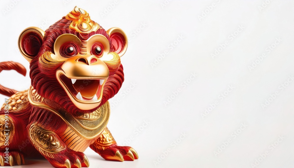 Chinese zodiac calendar twelve year cycle animal earthly branch yang metal symbol of a monkey. Lunar new year concept of the 7th month Gemini or Taurus. isolated on white background with copy space Chinese zodiac calendar twelve year cycle animal earthly branch yang metal symbol of a monkey. Lunar new year concept of the 7th month Gemini or Taurus. isolated on white background with copy space